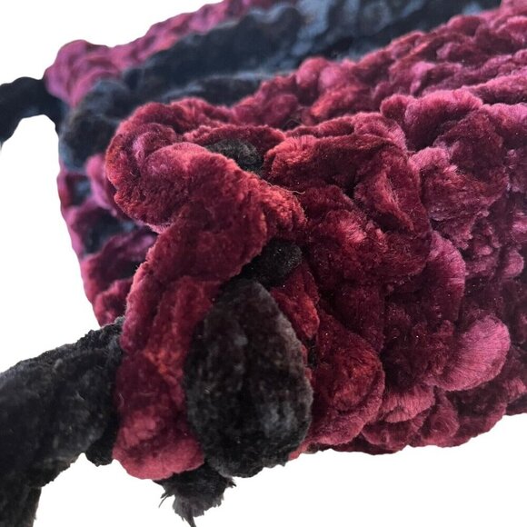 Chunky Knit Hobo Bag Purse Boho Hippie Goth Whimsigoth Handmade Purple Black - Picture 6 of 12